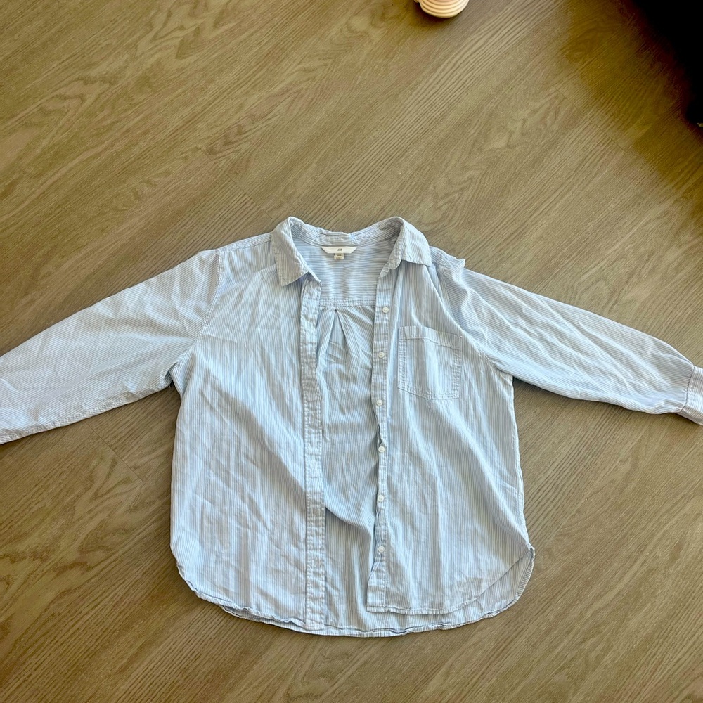Light blue & white striped blouse